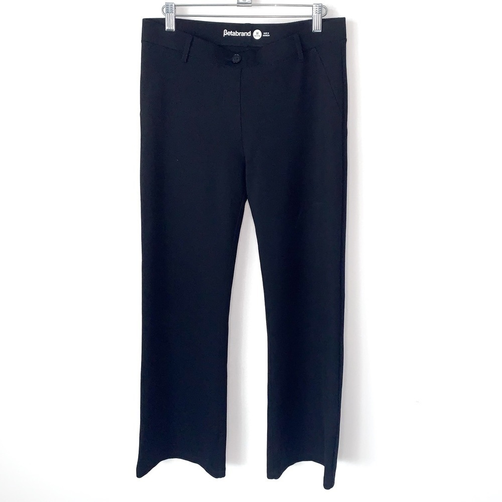 Betabrand Flare dress pants Womens medium petite Black 4 way stretch office